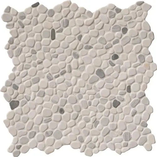 Black and White Pebbles 11.42 in. x 11.42 in. x 10 mm Tumbled Marble Mosaic Tile (9.1 sq. ft. / case) Black and White Pebbles 11.42 in. x 11.42 in. x 10 mm Tumbled Marble Mosaic Tile (9.1 sq. ft. / case)