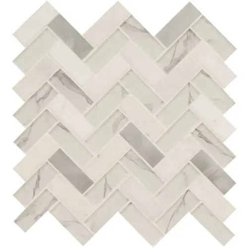 Bytle Bianco Herringbone 12.75 in. x 14 in. Mixed Glass Patterned Look Wall Tile (15 sq. ft./Case) Bytle Bianco Herringbone 12.75 in. x 14 in. Mixed Glass Patterned Look Wall Tile (15 sq. ft./Case)