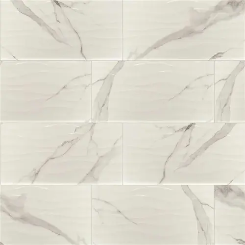 Dymo Statuary Wavy White Glossy Glazed Wall Ceramic Tile Dymo Statuary Wavy White Glossy Glazed Wall Ceramic Tile
