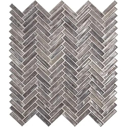 Shimmering Silver Herringbone 11.06 in. x 12.6 in. Glossy Glass Patterned Look Wall Tile (9.7 sq. ft./Case) Shimmering Silver Herringbone 11.06 in. x 12.6 in. Glossy Glass Patterned Look Wall Tile (9.7 sq. ft./Case)