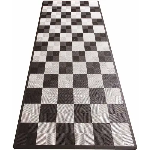 Black and White Checkered Single Car Pad Ribtrax Modular Tile Flooring (134 sq. ft./case)