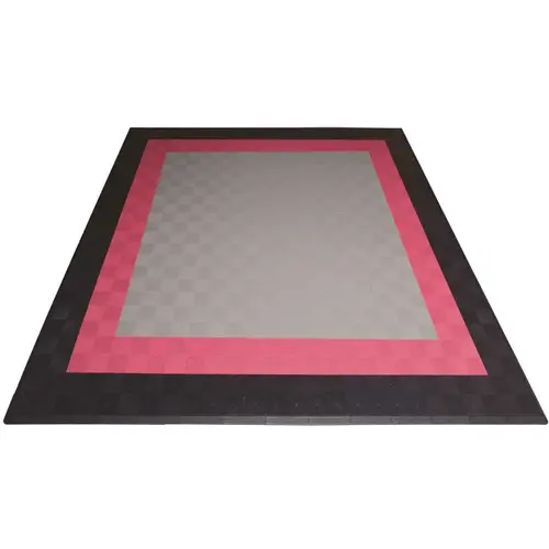 17.5 ft. x 17.5 ft. Silver with Black and Red Borders Ribtrax Smooth Eco Flooring, Double Car Pad Kit