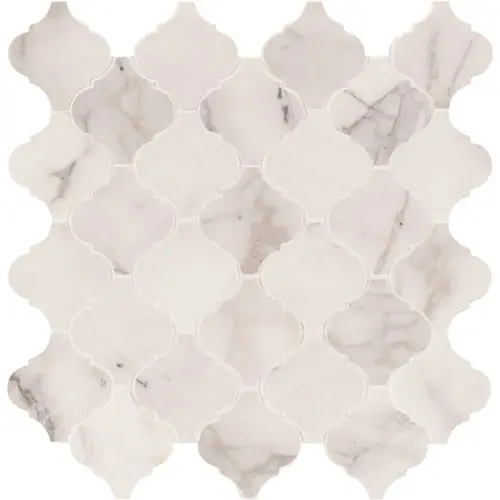 Calacatta Cressa Arabesque 12 in. x 12 in. x 10 mm Honed Marble Mosaic Tile (10 sq. ft. / case) Calacatta Cressa Arabesque 12 in. x 12 in. x 10 mm Honed Marble Mosaic Tile (10 sq. ft. / case)