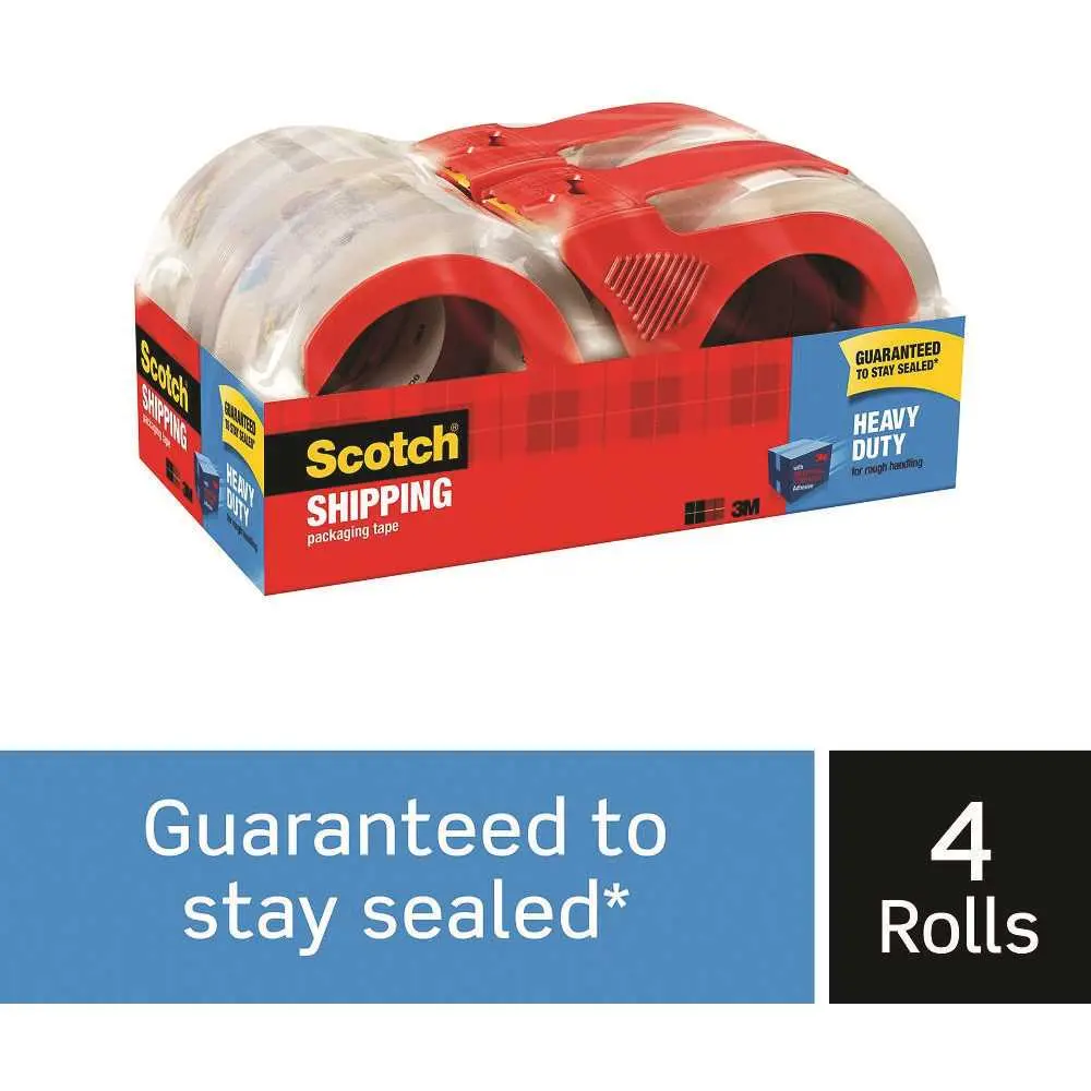 SCOTCH 1.88 in. x 163.8 ft. Heavy Duty Shipping Packaging Tape with Dispensers (-Packs) - pack of 6 3850-4RD SCOTCH 1.88 in. x 163.8 ft. Heavy Duty Shipping Packaging Tape with Dispensers (-Packs) - pack of 6 3850-4RD
