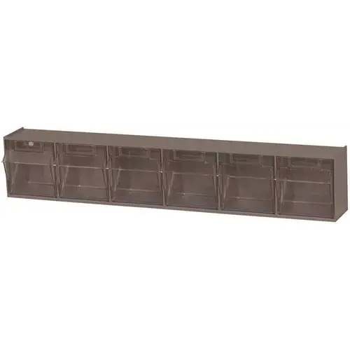 Gray Clear Plastic Stackable Tip Out Bin Cabinet - 3 5/8" Overall Length - 23 5/8" Width - 4 1/2" Height - 6 Gray Clear Plastic Stackable Tip Out Bin Cabinet - 3 5/8" Overall Length - 23 5/8" Width - 4 1/2" Height - 6