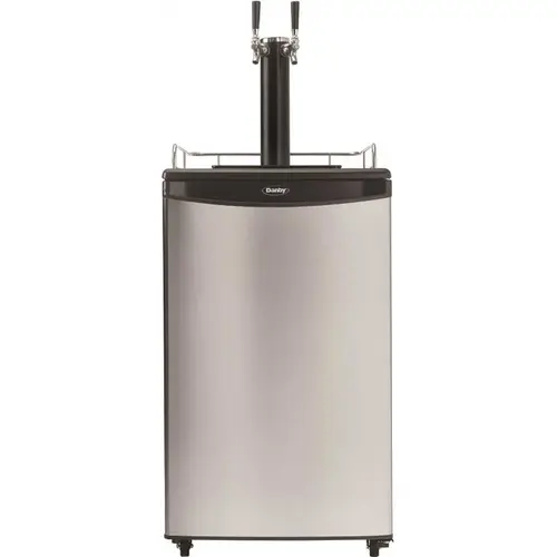 5.4 cu. ft. Dual-Tap Full Size Beer kegerator Dispenser in Stainless Steel Spotless Steel/Black
