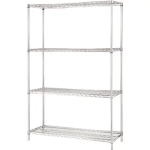 Lorell LLR84178 48 in. x 71 in. Chrome Garment Rack Industrial Wire Shelving Starter Kit, 4-Shelves