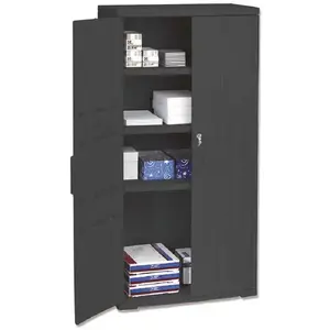 ICEBERG ENTERPRISES, LLC ICE92551 33 in. W x 18 in. D x 66 in. H Black Officeworks Resin Storage Cabinet
