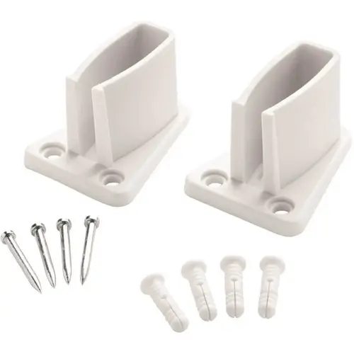 Fixed Rod Shelf Wall Bracket White