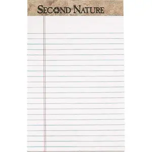 Tops Products TOP74830 Second Nature 5 in. x 8 in. Recycled Note Pads Lgl/Margin Rule, White (50-Sheet Dozen)
