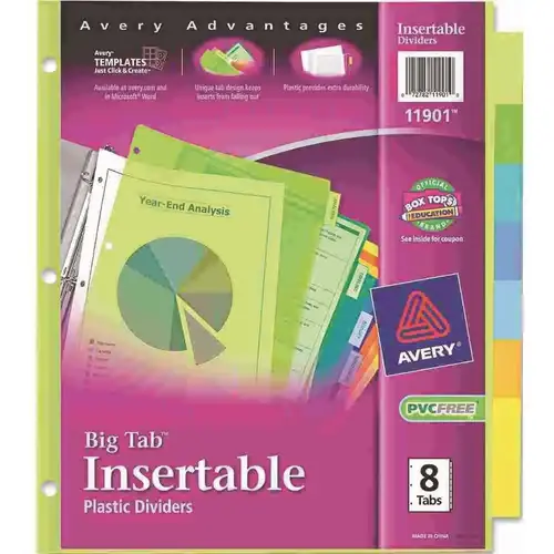 Worksaver Big Tab Plastic Dividers, 8-Tab, Letter, Multicolor Assorted Worksaver Big Tab Plastic Dividers, 8-Tab, Letter, Multicolor Assorted