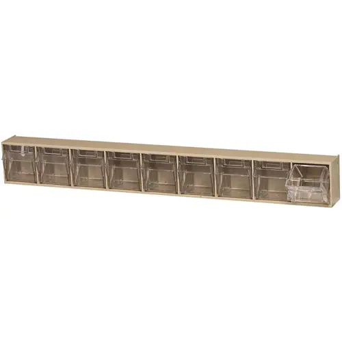 Tip Out Bin, 2-1/2 in L, 23-5/8 in W, 3-1/8 in H, 9-Compartment, Polystyrene, Ivory