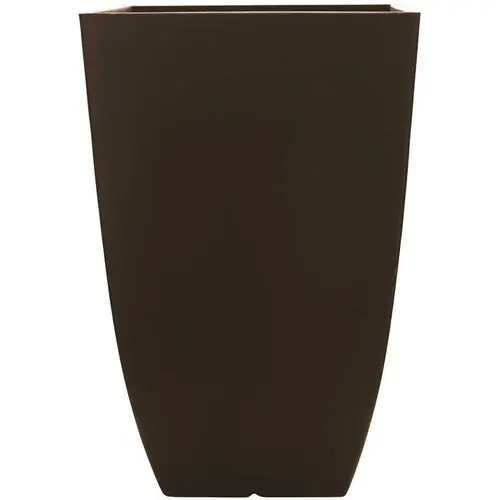 Tall Planter, 11.89 in W, 11.89 in D, Square, Resin, Coffee Tall Planter, 11.89 in W, 11.89 in D, Square, Resin, Coffee