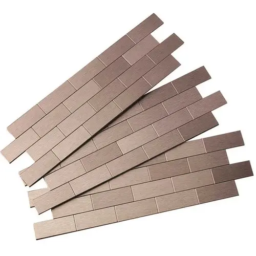 Wall Tile, 12 in L, 4 in W, 1/8 in Thick, Aluminum/Polymer, Brushed Stainless Steel - pack of 5 Wall Tile, 12 in L, 4 in W, 1/8 in Thick, Aluminum/Polymer, Brushed Stainless Steel - pack of 5