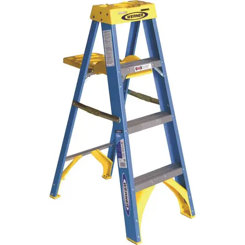 4 ft. Fiberglass Step Ladder, 250 lbs. Load Capacity Type I Duty Rating Blue