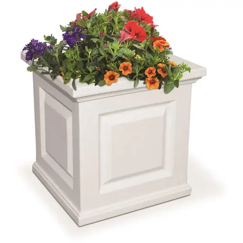 Nantucket 16 in. Square Self-Watering White Polyethylene Planter Nantucket 16 in. Square Self-Watering White Polyethylene Planter