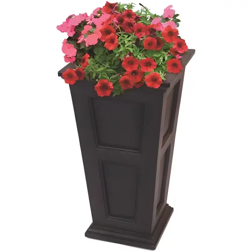 Fairfield 28 in. Tall Self-Watering Black Polyethylene Planter