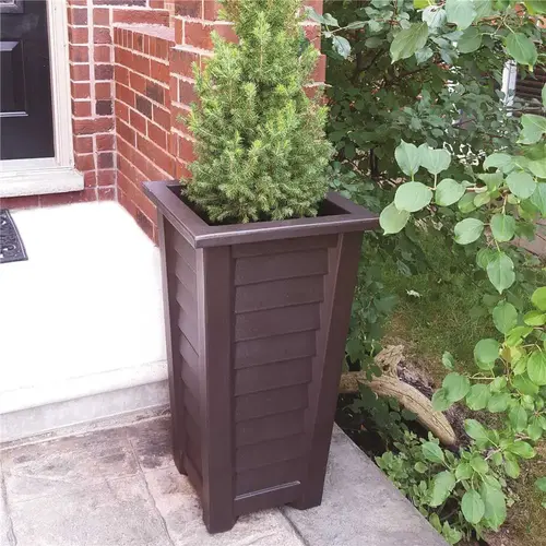 Lakeland 28 in. Tall Self-Watering Espresso Polyethylene Planter