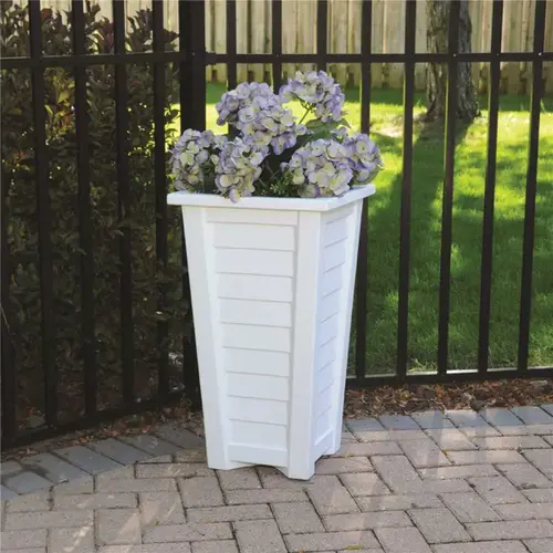 Lakeland 28 in. Tall Self-Watering White Polyethylene Planter