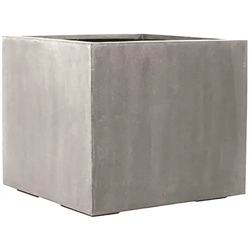Cube 24 in. x 27 in. x 27 in. Jumbo Med Gray Cube Fiberstone Planter Cube 24 in. x 27 in. x 27 in. Jumbo Med Gray Cube Fiberstone Planter