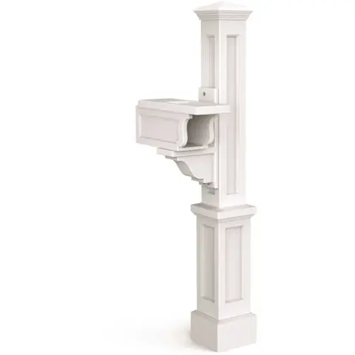 Rockport Single Decorative Polyethylene Mailbox Post, White Rockport Single Decorative Polyethylene Mailbox Post, White