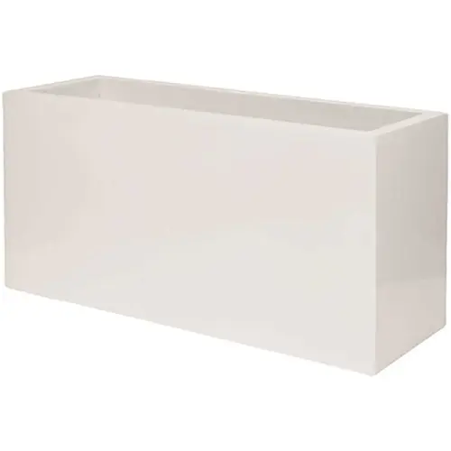 Carlo 15.8 in. x 11.8 in. x 31.5 in. Glossy White Fiberstone Rectangular Planter