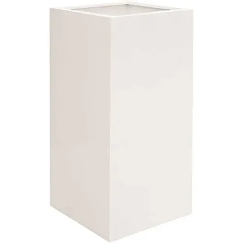 Cube 16 in. x 16 in. Glossy White Fiberstone Square Cube Planter Cube 16 in. x 16 in. Glossy White Fiberstone Square Cube Planter
