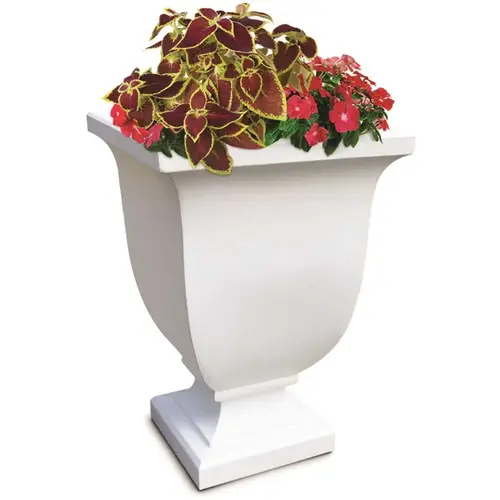 Augusta 26 in. Tall Self-Watering White Polyethylene Planter