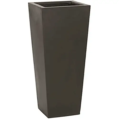 16 in. x 20 in. Matte Black Fiberstone Rectangular Planter