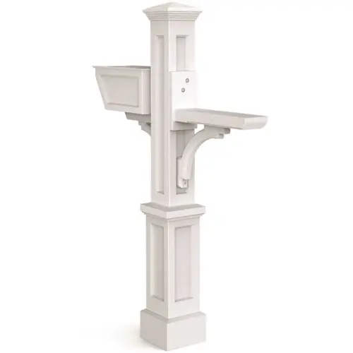 Westbrook Plus Decorative Polyethylene Mailbox Post, White Westbrook Plus Decorative Polyethylene Mailbox Post, White