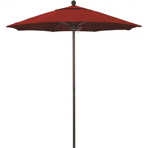 7.5 ft. Bronze Aluminum Commercial Market Patio Umbrella with Fiberglass Ribs and Push Lift in Jockey Red Sunbrella 7.5 ft. Bronze Aluminum Commercial Market Patio Umbrella with Fiberglass Ribs and Push Lift in Jockey Red Sunbrella