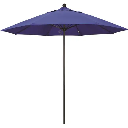 9 ft. Bronze Aluminum Commercial Market Patio Umbrella with Fiberglass Ribs and Push Lift in Pacific Blue Sunbrella