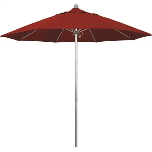 9 ft. Silver Aluminum Commercial Market Patio Umbrella with Fiberglass Ribs and Push Lift in Jockey Red Sunbrella 9 ft. Silver Aluminum Commercial Market Patio Umbrella with Fiberglass Ribs and Push Lift in Jockey Red Sunbrella