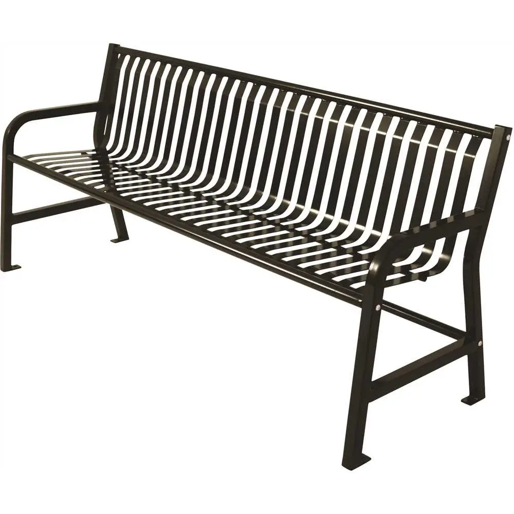 National Brand Alternative Plaza 6 ft. Matte Black Steel Strap Bench with Back 398-8000-21 National Brand Alternative Plaza 6 ft. Matte Black Steel Strap Bench with Back 398-8000-21