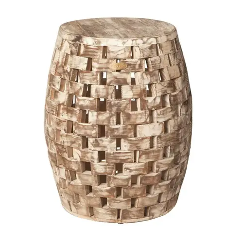 Maya Oval Wood Outdoor Garden Stool