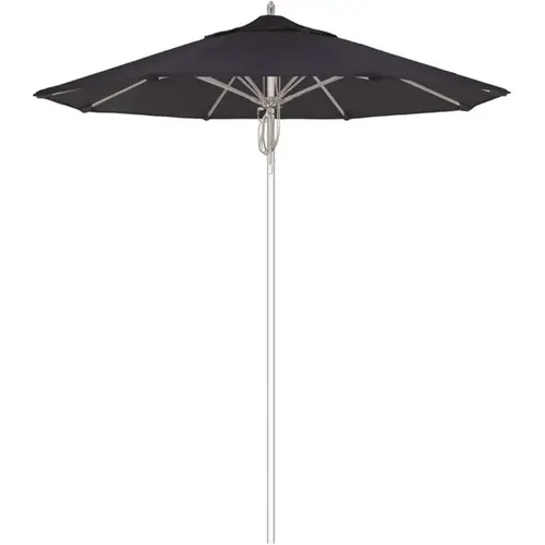 7.5 ft. Silver Aluminum Commercial Market Patio Umbrella Fiberglass Ribs and Pulley Lift in Navy Sunbrella 7.5 ft. Silver Aluminum Commercial Market Patio Umbrella Fiberglass Ribs and Pulley Lift in Navy Sunbrella