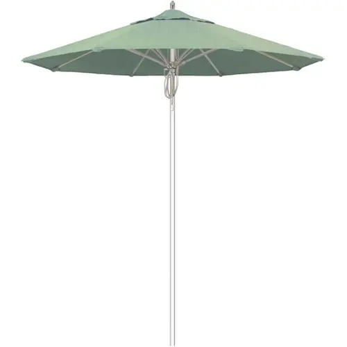 7.5 ft. Silver Aluminum Commercial Market Patio Umbrella Fiberglass Ribs and Pulley Lift in Spa Sunbrella 7.5 ft. Silver Aluminum Commercial Market Patio Umbrella Fiberglass Ribs and Pulley Lift in Spa Sunbrella
