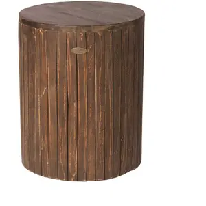 Patio Sense 62421 MIchael Round Wood Outdoor Garden Stool Medium Brown