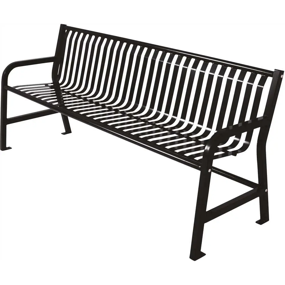 National Brand Alternative Plaza 6 ft. Black Steel Strap Bench with Back 398-8000-15 National Brand Alternative Plaza 6 ft. Black Steel Strap Bench with Back 398-8000-15