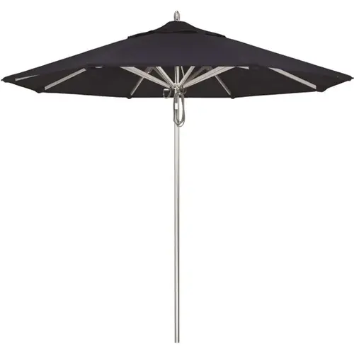 9 ft. Silver Aluminum Commercial Market Patio Umbrella with Pulley Lift in Navy Sunbrella 9 ft. Silver Aluminum Commercial Market Patio Umbrella with Pulley Lift in Navy Sunbrella