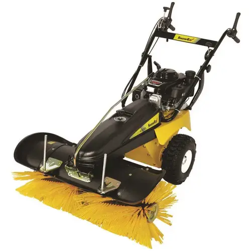 Gas Powered Rotary Snow Broom With Plow Attachment