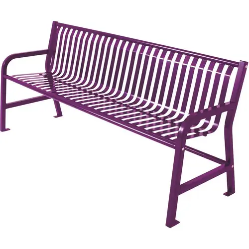 Plaza 4 ft. Purple Steel Strap Bench with Back Plaza 4 ft. Purple Steel Strap Bench with Back