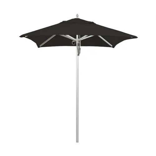 6 ft. Silver Aluminum Commercial Market Patio Umbrella with Pulley Lift in Black Sunbrella 6 ft. Silver Aluminum Commercial Market Patio Umbrella with Pulley Lift in Black Sunbrella