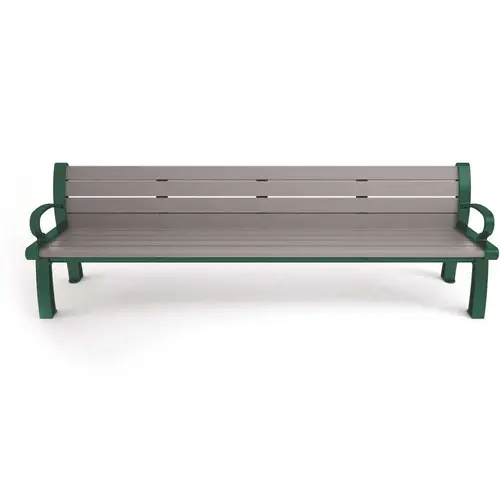 Heritage 8 ft. Gray Planks with Green Frame Recycled Plastic Bench Grey Heritage 8 ft. Gray Planks with Green Frame Recycled Plastic Bench Grey