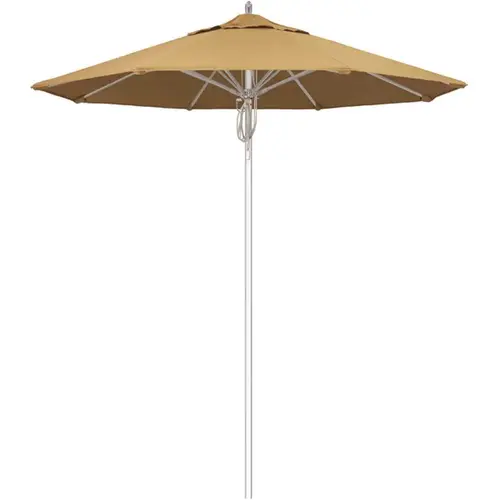 7.5 ft. Silver Aluminum Commercial Market Patio Umbrella Fiberglass Ribs and Pulley Lift in Wheat Sunbrella 7.5 ft. Silver Aluminum Commercial Market Patio Umbrella Fiberglass Ribs and Pulley Lift in Wheat Sunbrella