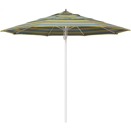 11 ft. Silver Aluminum Commercial Market Patio Umbrella Fiberglass Ribs and Pulley lift in Astoria Lagoon Sunbrella 11 ft. Silver Aluminum Commercial Market Patio Umbrella Fiberglass Ribs and Pulley lift in Astoria Lagoon Sunbrella