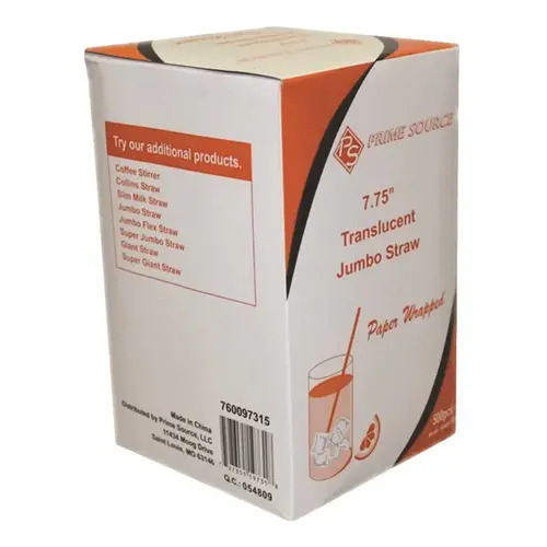 7.75 in. Wrapped Jumbo Straw Translucent 7.75 in. Wrapped Jumbo Straw Translucent