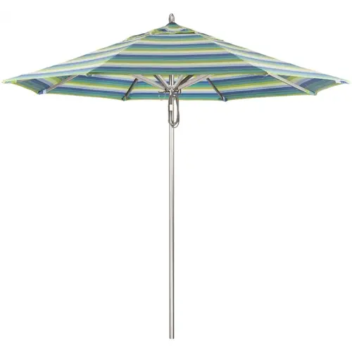 9 ft. Silver Aluminum Commercial Market Patio Umbrella with Pulley Lift in Seville Seaside Sunbrella 9 ft. Silver Aluminum Commercial Market Patio Umbrella with Pulley Lift in Seville Seaside Sunbrella