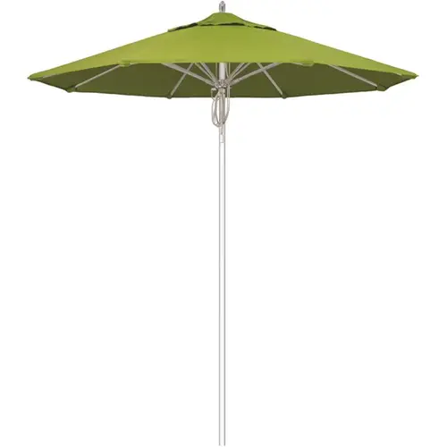 7.5 ft. Silver Aluminum Commercial Market Patio Umbrella Fiberglass Ribs and Pulley Lift in Macaw Sunbrella 7.5 ft. Silver Aluminum Commercial Market Patio Umbrella Fiberglass Ribs and Pulley Lift in Macaw Sunbrella