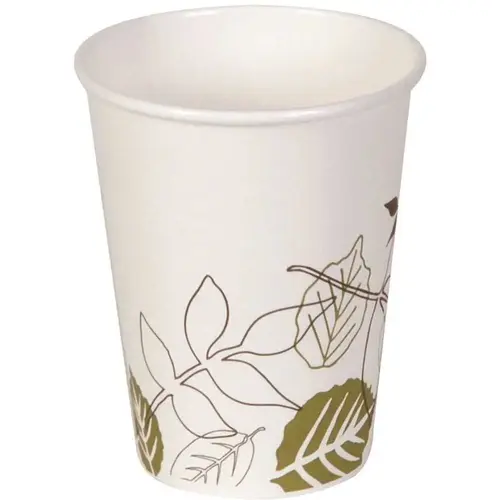 8 oz. Pathways Disposable Hot Paper Cup (1,000 Hot Cups per Case) Green - White - pack of 1000